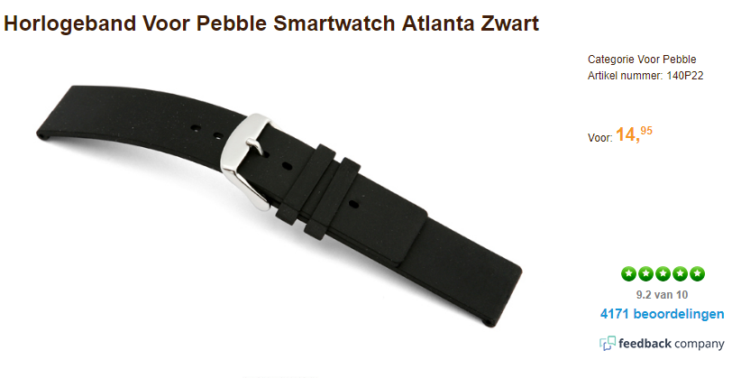 Pebble smartwatch horlogeband