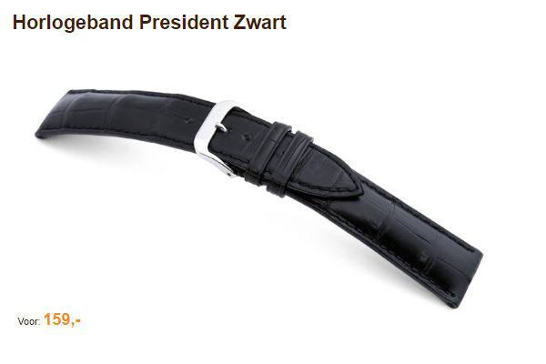 Horlogeband President Zwart