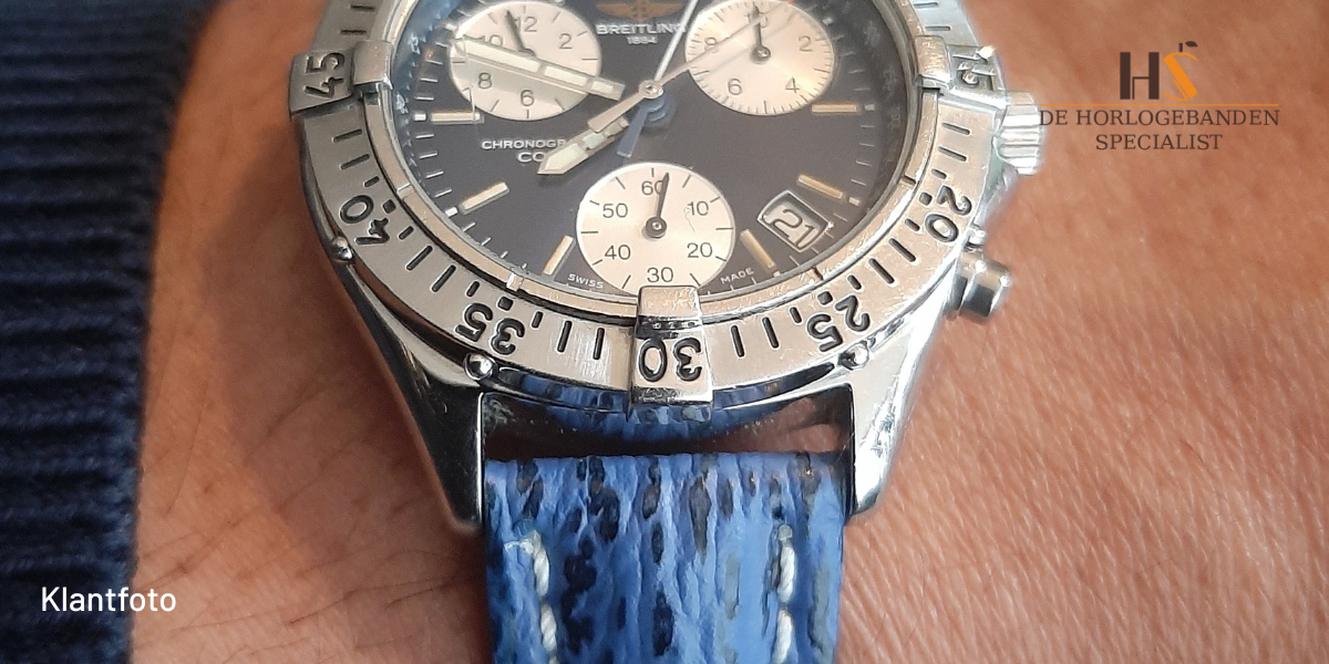 Horlogeband Breitling Chronomat Continental Felblauw
