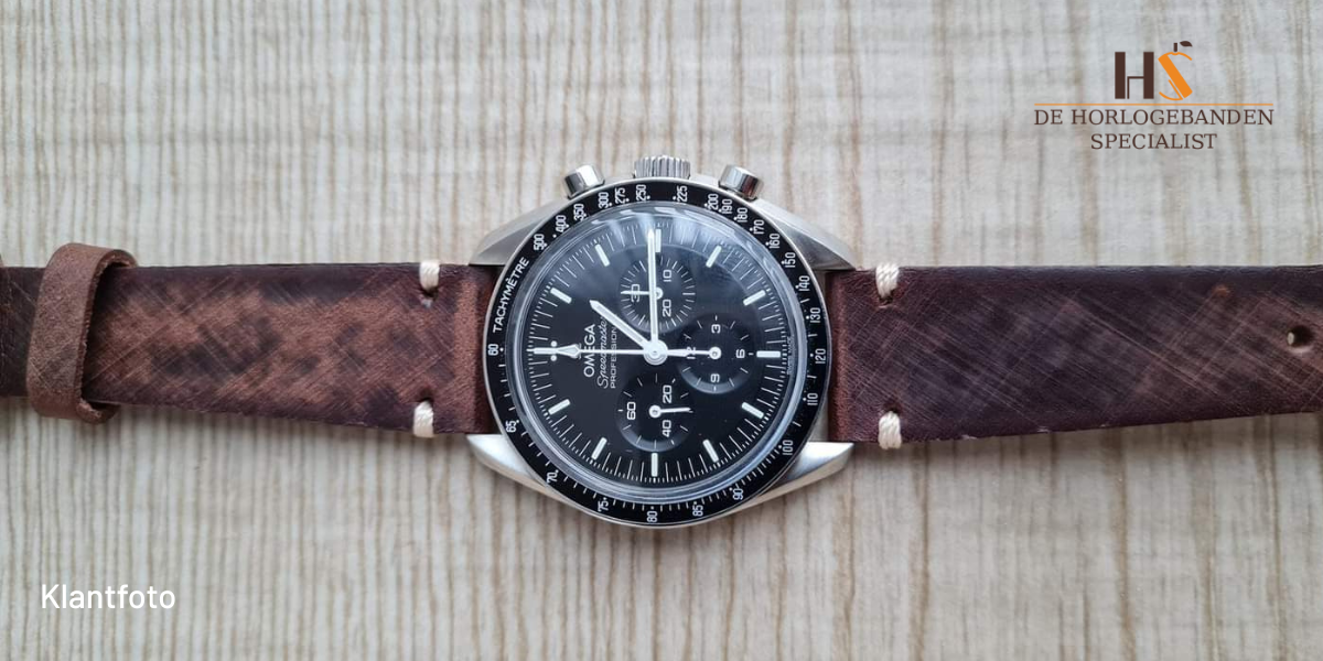 Omega met Horlogeband Vintage Donkerbruin