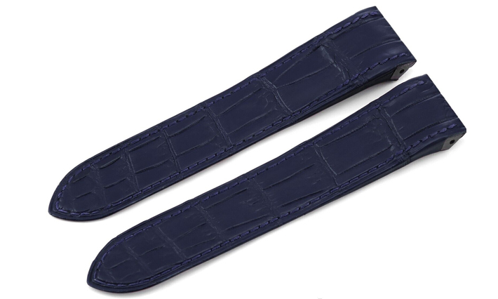 Horlogeband Santos 100 Blauw Echt krokodil 