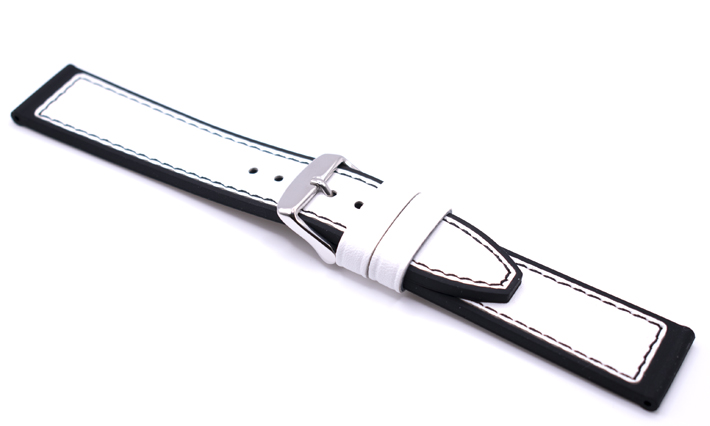 Horlogeband Rubber Lesi wit | leer en rubber