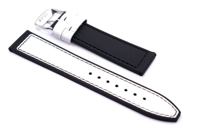 Horlogeband Rubber Lesi wit | leer en rubber