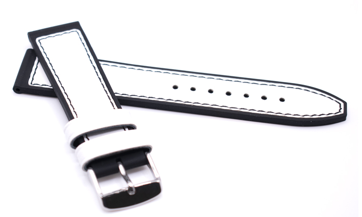 Horlogeband Rubber Lesi wit | leer en rubber