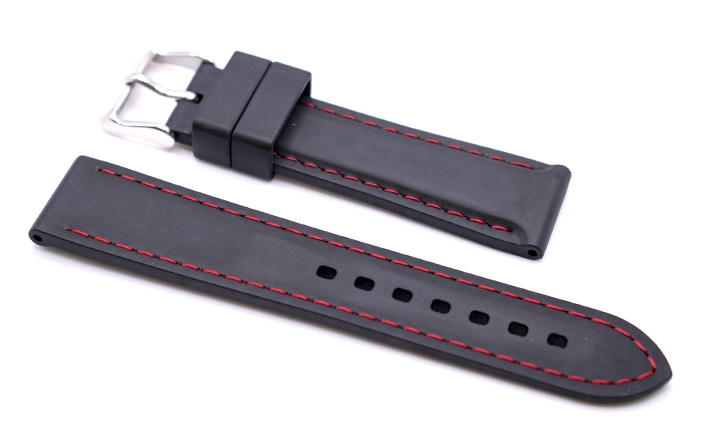 Horlogeband caoutchouc Bonetti | rood Stiksel
