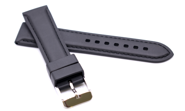 Horlogeband caoutchouc Bonetti | zwart Stiksel