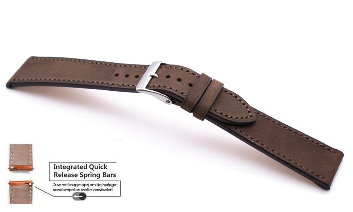 Horlogeband Mountain Nubuck Bruin | voor Quick Release 