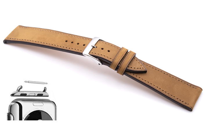 Horlogeband Mountain Nubuck cognac | voor Apple watch