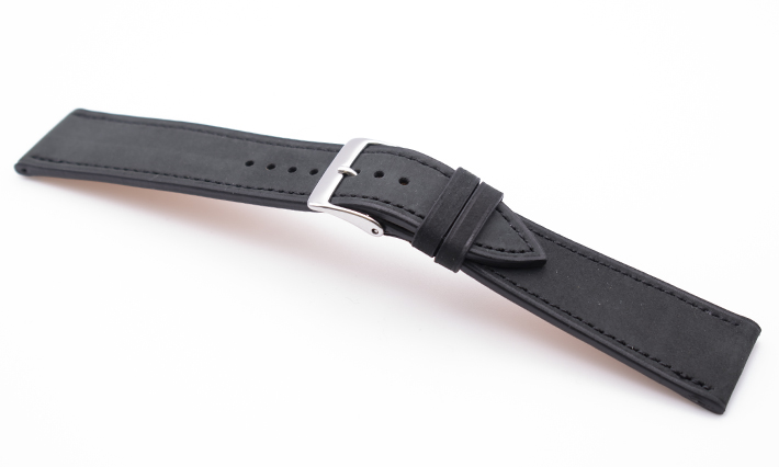 Horlogeband Mountain Nubuck zwart | voor Leer 