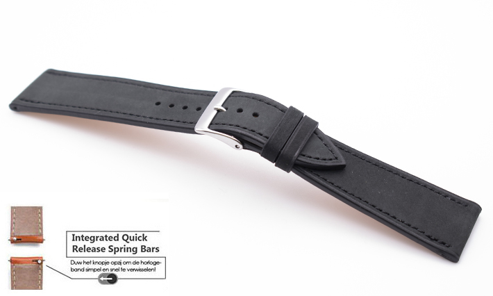 Horlogeband Mountain Nubuck zwart | voor Smartwatch bandjes