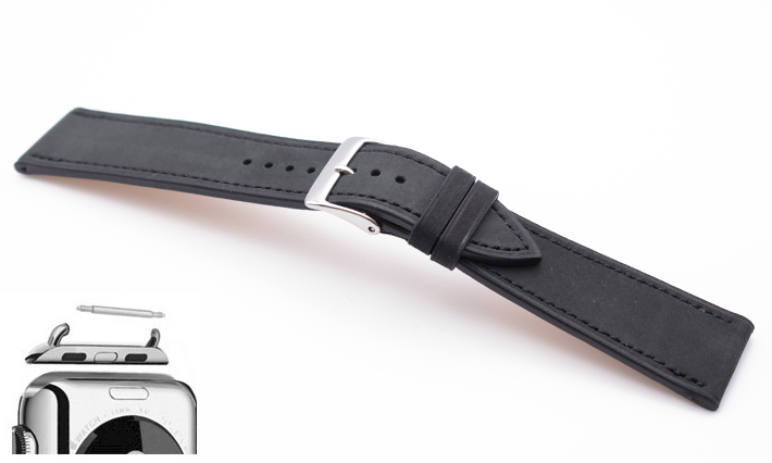 Horlogeband Mountain Nubuck zwart | voor Apple watch