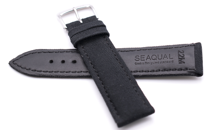 Horlogeband Seaqual zwart | voor Leer