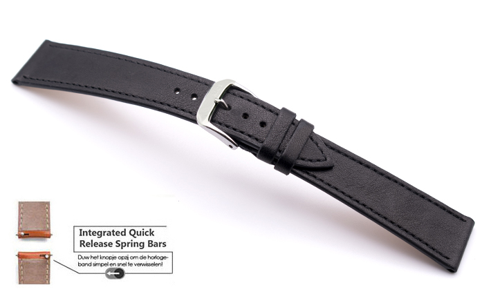 Horlogeband Hermes Leer Zwart | voor Quick Release