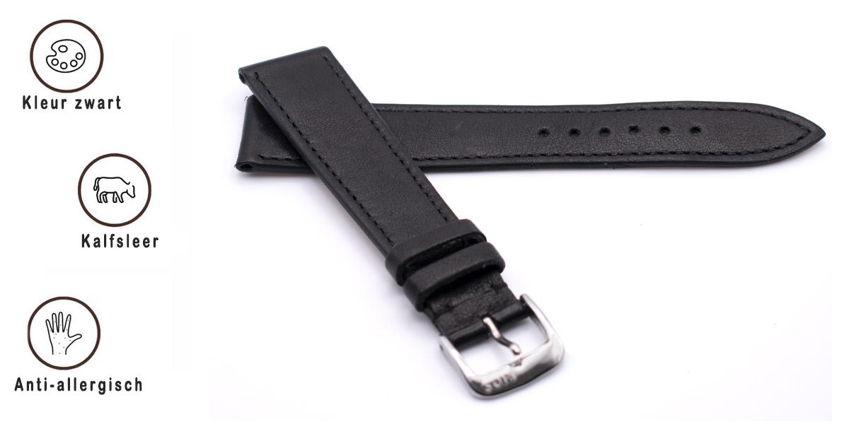 Horlogeband Hermes Leer Zwart | voor Rolex