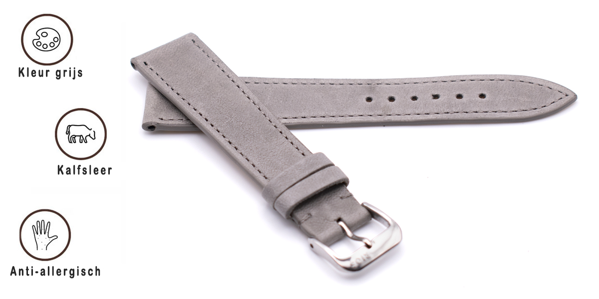 Horlogeband Hermes Leer Grijs | voor Baume & Mercier