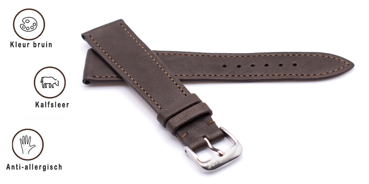 Horlogeband Hermes Leer donkerbruin | voor Rolex