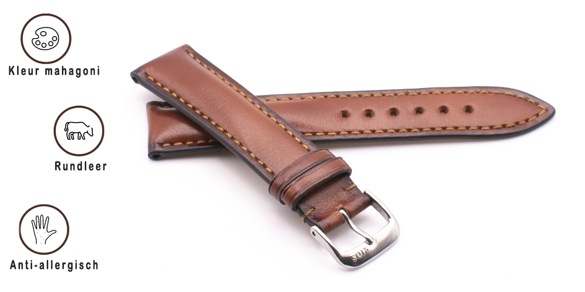 Horlogeband Two Tone mahagoni | voor Leer