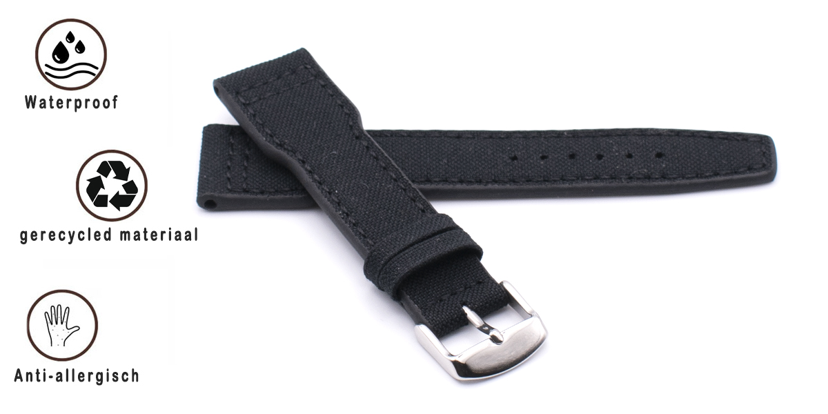 Horlogeband Aquapilot zwart | voor Tissot