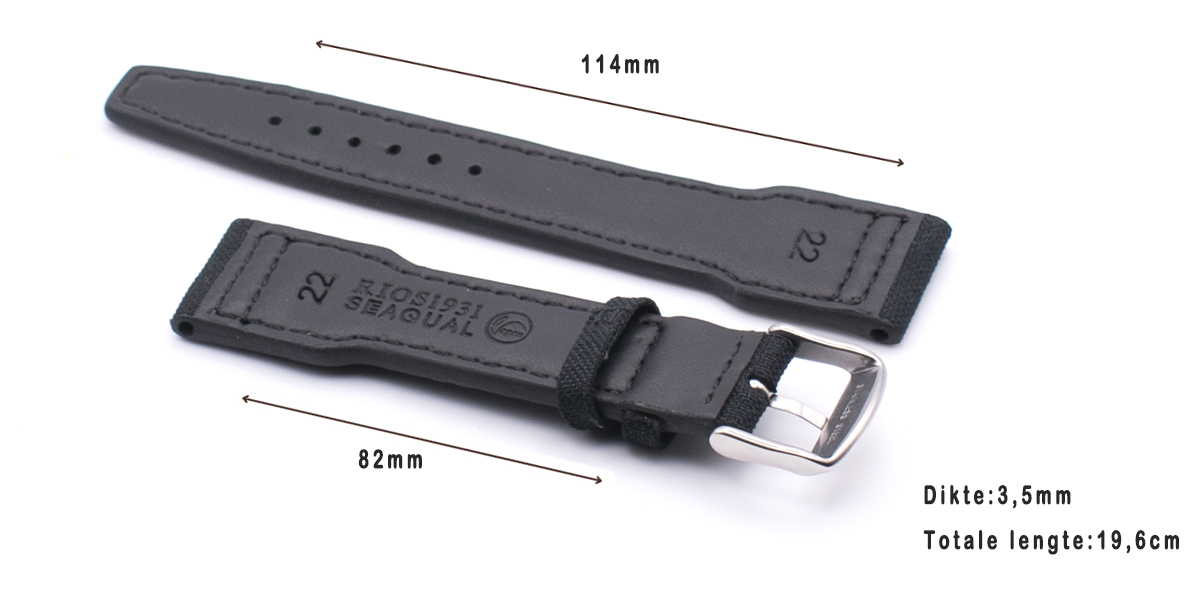 Horlogeband Aquapilot zwart | voor Tissot