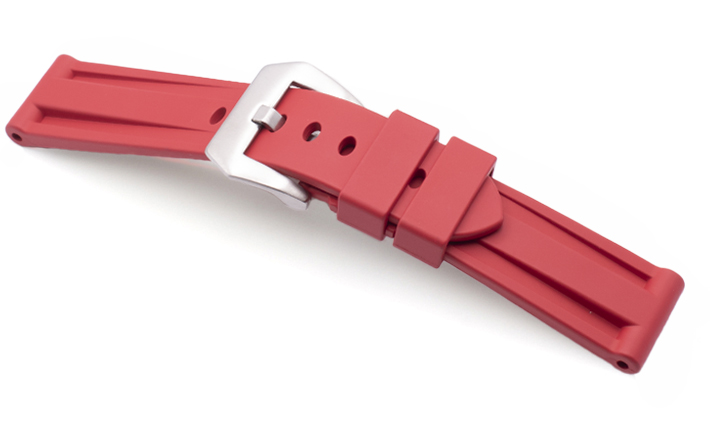 Horlogeband Rubber Panerai Style rood | voor Rubber 
