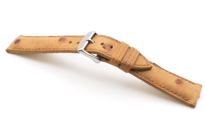 Horlogeband Handmade Struisvogel Honey | voor Leer 