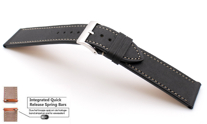 Horlogeband Italian Calf  Zwart | voor Samsung Gear 