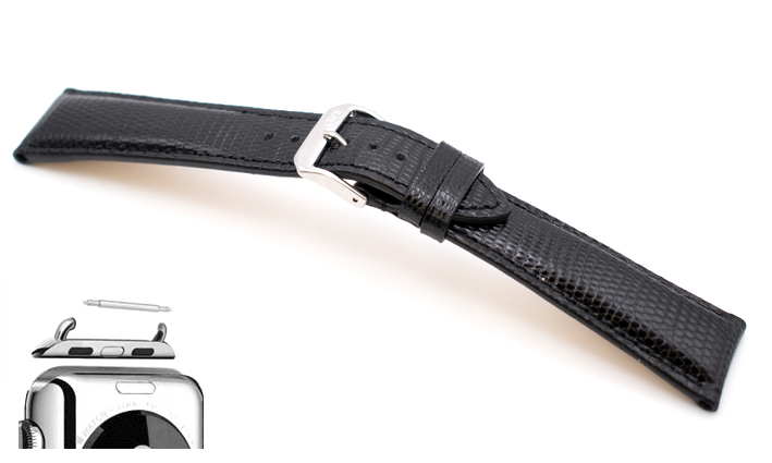 Horlogeband Lizzard zwart | voor Apple watch 