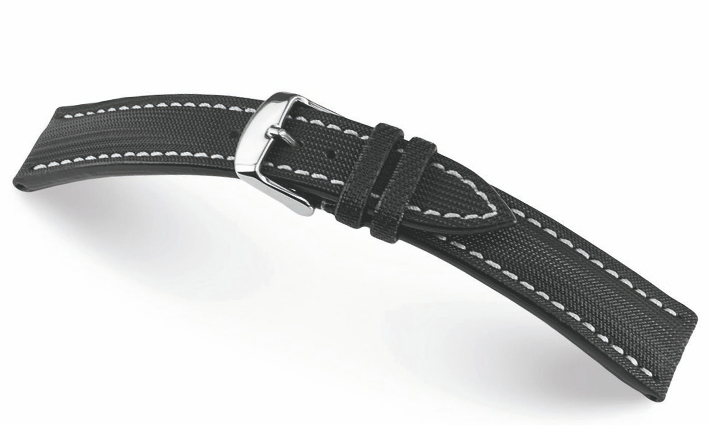 Horlogeband Bass zwart | voor Rubber 