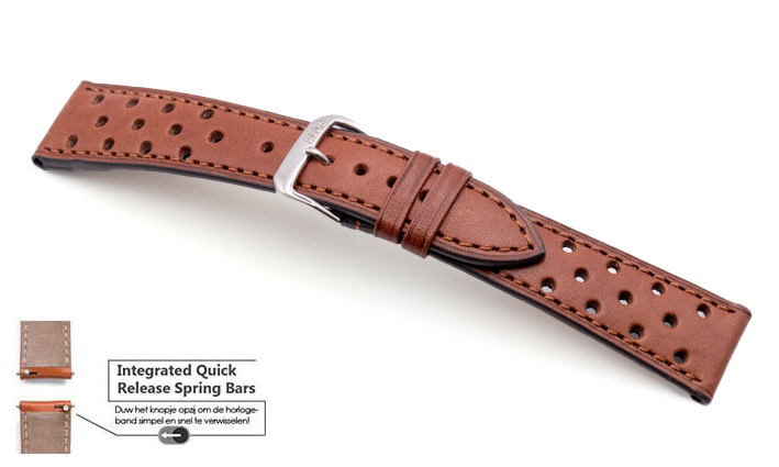 Horlogeband racing cognac | voor Quick Release
