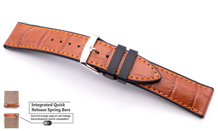 Leren horlogeband met quick release