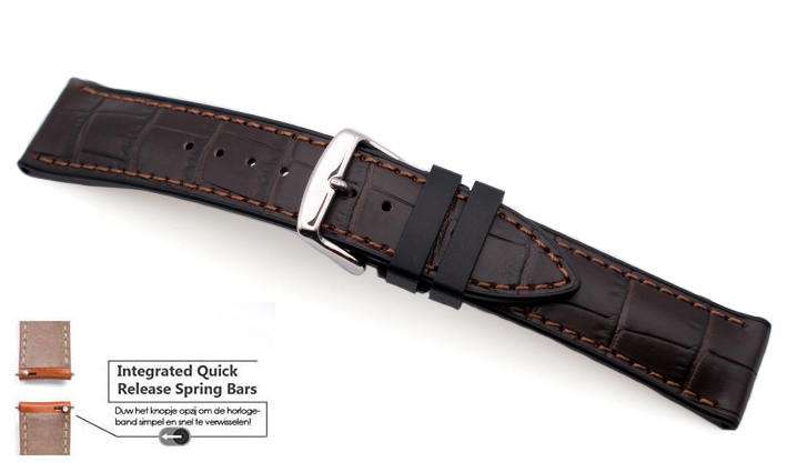 Leren horlogeband met quick release