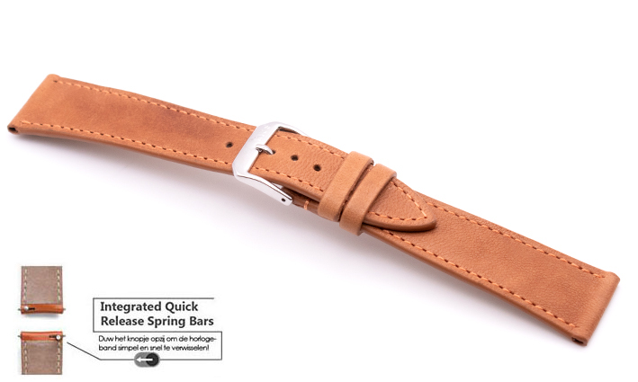 Horlogeband Lancester cognac | voor Quick Release