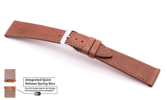 Horlogeband Lancester mahagoni | voor Garmin horloge bandjes