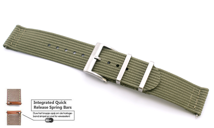 Two Piece Nato Strap Olivegreen | Passend voor Quick Release