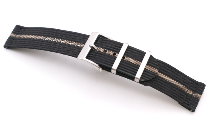 Two Piece Nato Strap zwart/khaki | Passend voor Fortis 