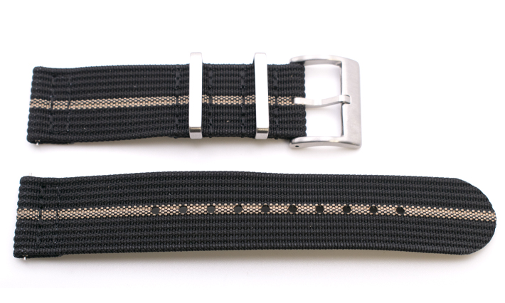 Two Piece Nato Strap zwart/khaki | Passend voor Nato
