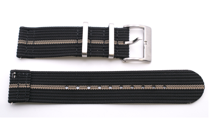 Two Piece Nato Strap zwart/khaki | Passend voor Nato