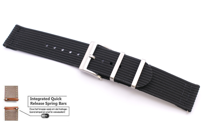 Two Piece Nato Strap zwart | Passend voor Huawei Classic