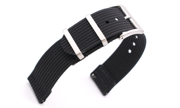 Two Piece Nato Strap zwart | Passend voor Fortis