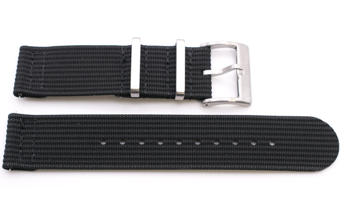 Two Piece Nato Strap zwart | Passend voor Fortis