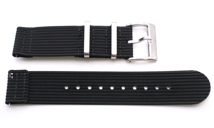 Two Piece Nato Strap zwart | Passend voor Fortis