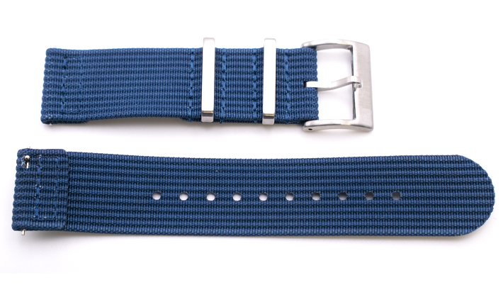 Two Piece Nato Strap blauw | Passend voor Fortis