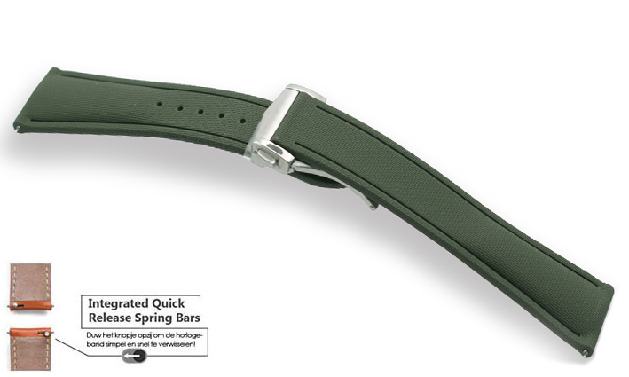Horlogebandje Ocean groen | passend voor Rubber