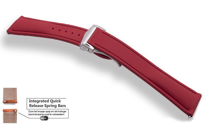 Horlogebandje Ocean rood | passend voor Rubber