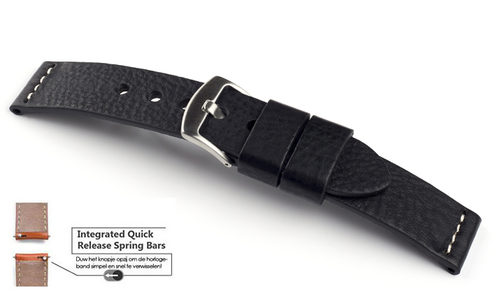 Horlogeband Ravenna zwart | voor Fossil Q 