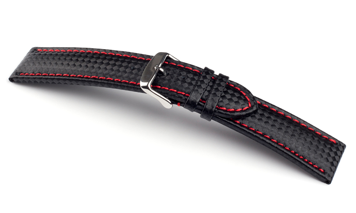 Horlogebandje Carbon rood | voor Fortis 