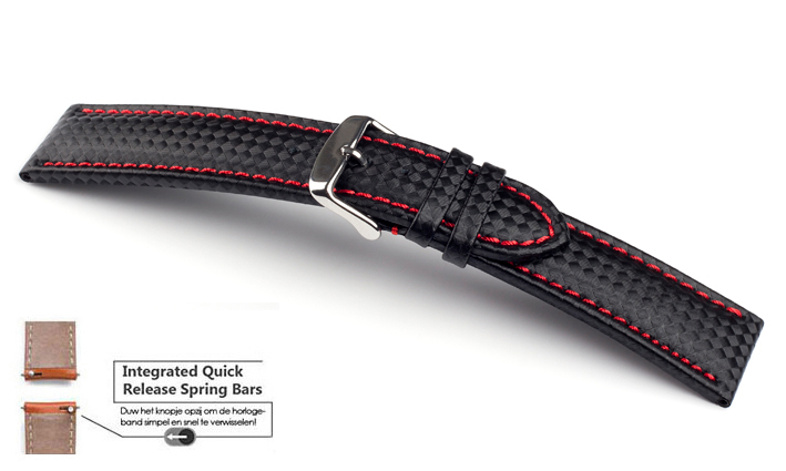 Horlogebandje Carbon rood | voor Garmin horloge bandjes 