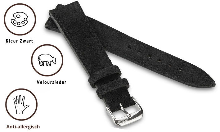 Horlogebandje Franklin zwart | voor Meistersinger