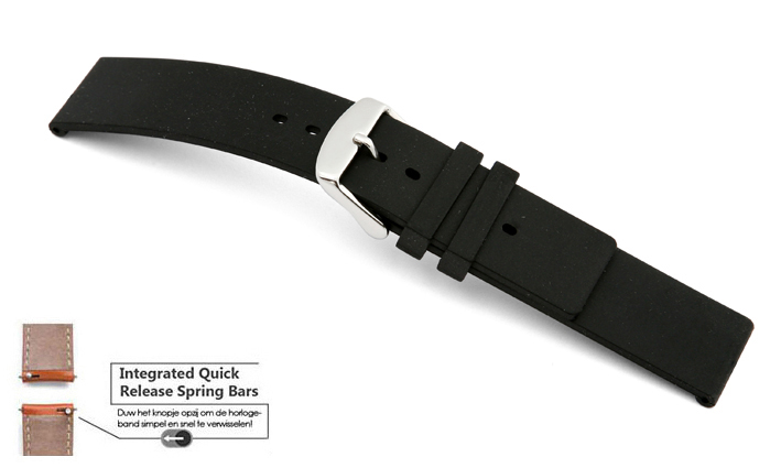 Horlogeband rubber Atlanta zwart | voor Garmin horloge bandjes 