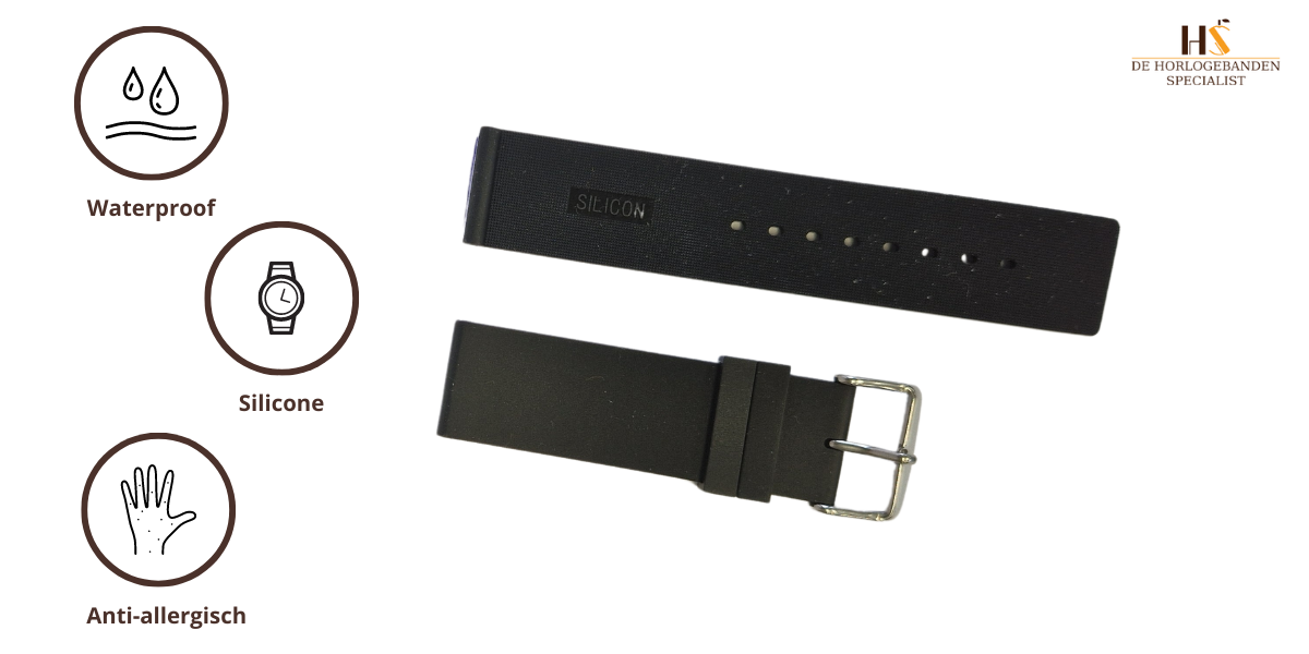 Horlogeband rubber Atlanta zwart | voor Michael Kors Smartwatch‎